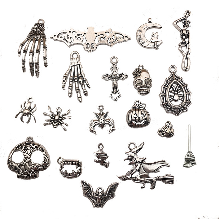 Manufacturers direct Halloween pendant mixed 57 alloy DIY jewelry accessories hidden silver bracelet pendant